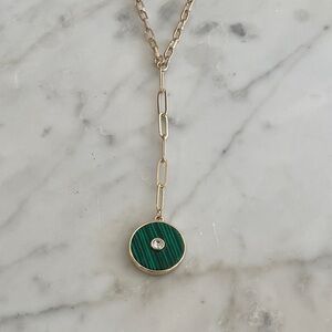 Banana Republic Gold Necklace with Green Pendant